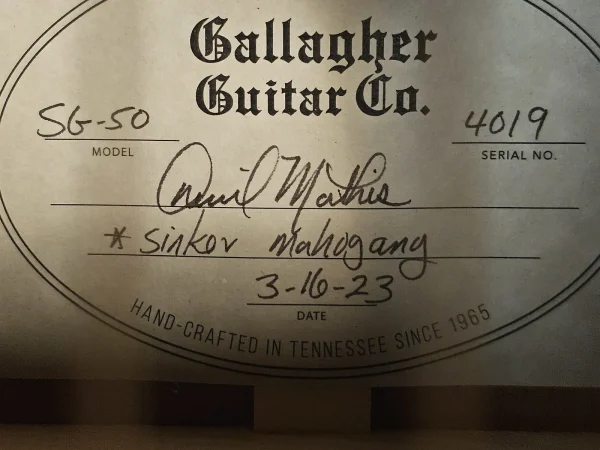 Gallagher SG-50 Tennessee Adirondack/Sinker Mahogany - Image 12